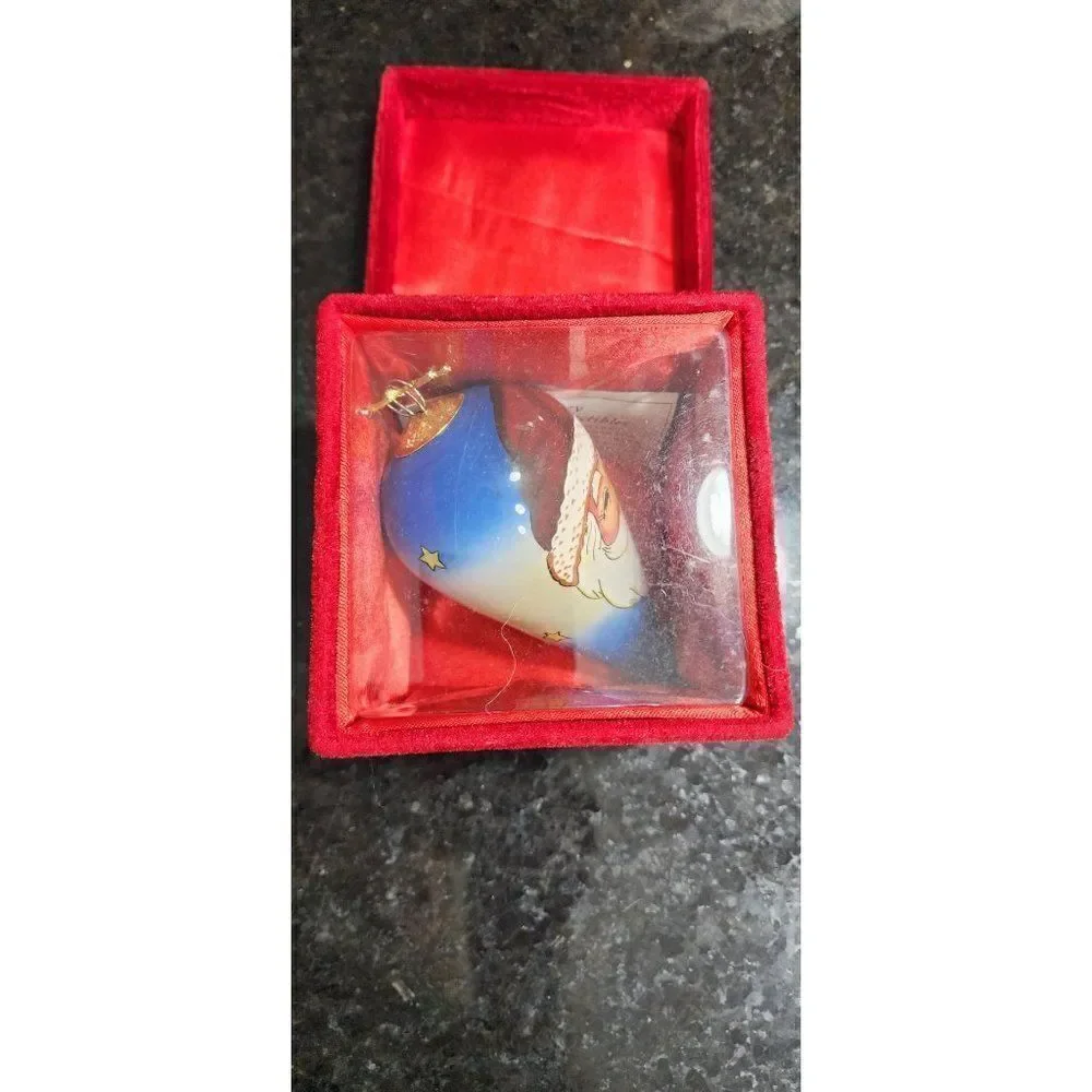 JC Penney Santa Reverse Painted Teardrop Ornament